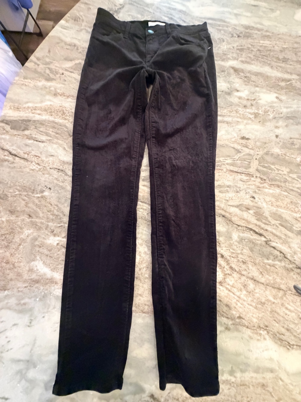 LOFT Black Velvet Corduroy Skinny Pants Size 26 Mid Rise Stretch